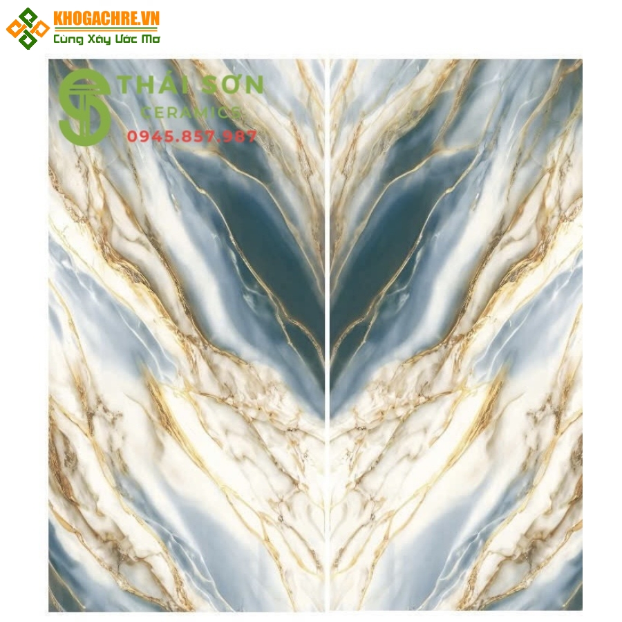 Gạch siêu bóng 60x120 lát nền cao cấp xanh vân đá