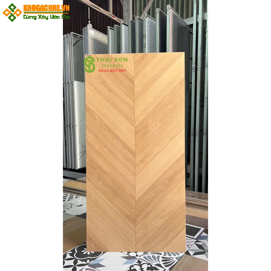Gạch vân gỗ xương cá 60x120 trung quốc lát nền tông vàng vân gỗ tự nhiên