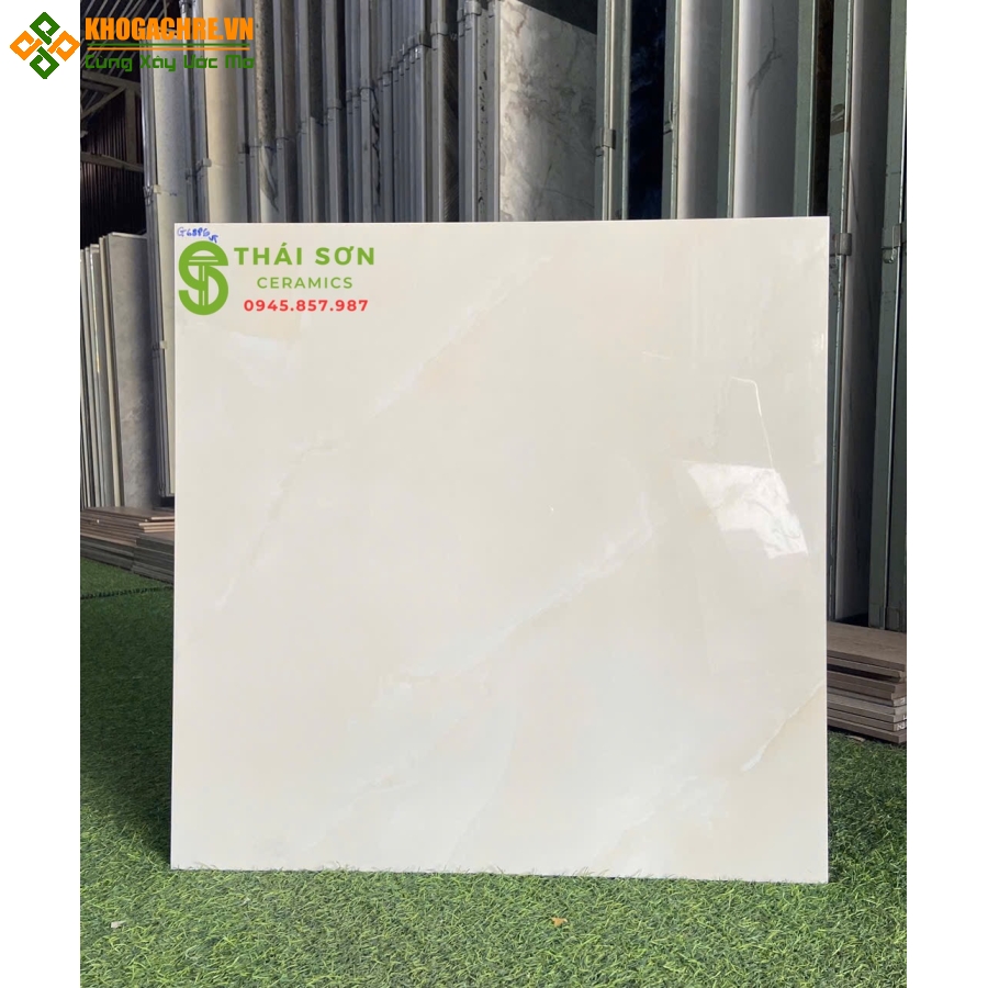 Gạch vitto bóng kiếng màu kem vàng 60x60 lát nền 