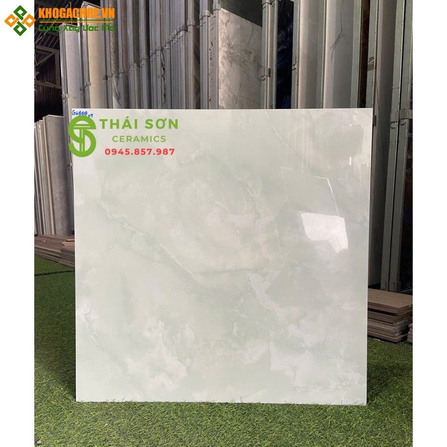 Gạch vitto bóng kiếng 60x60 lát nền nhà phố vân xanh