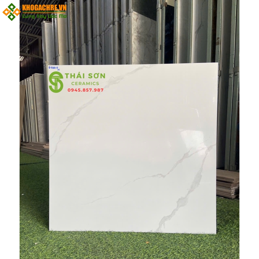 Gạch vitto bóng kiếng 60x60 lát nền phòng vân trắng mây