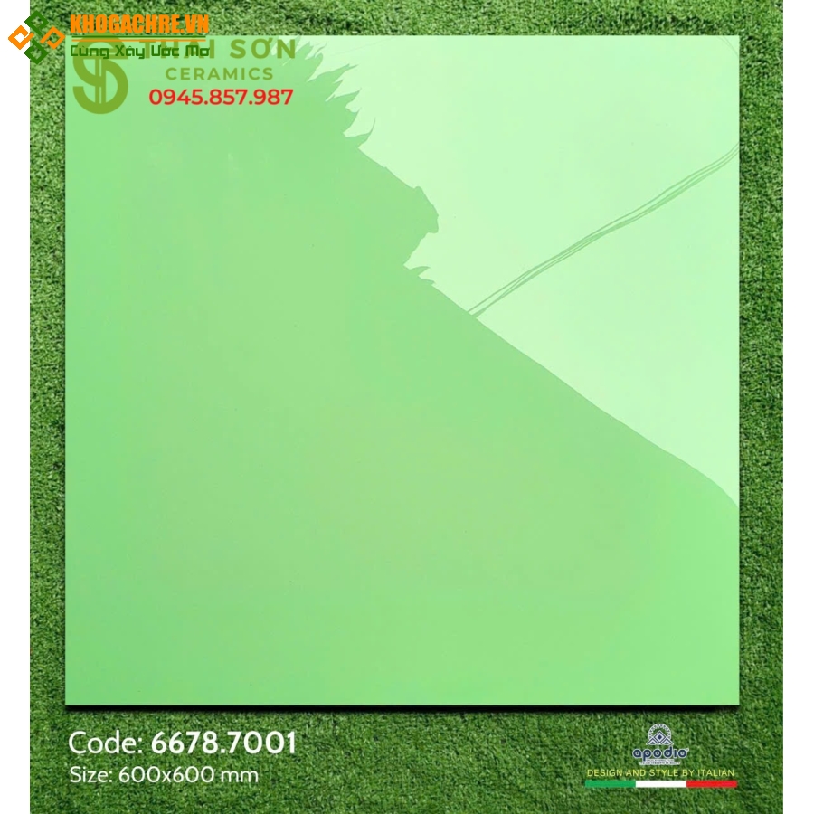 Gạch apodio bóng kiếng 60x60 ốp lát xanh lá
