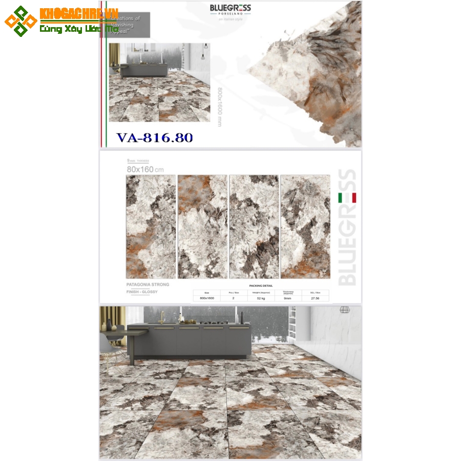 Gạch ốp lót nền sảnh phòng khách 80x160 nhà phố