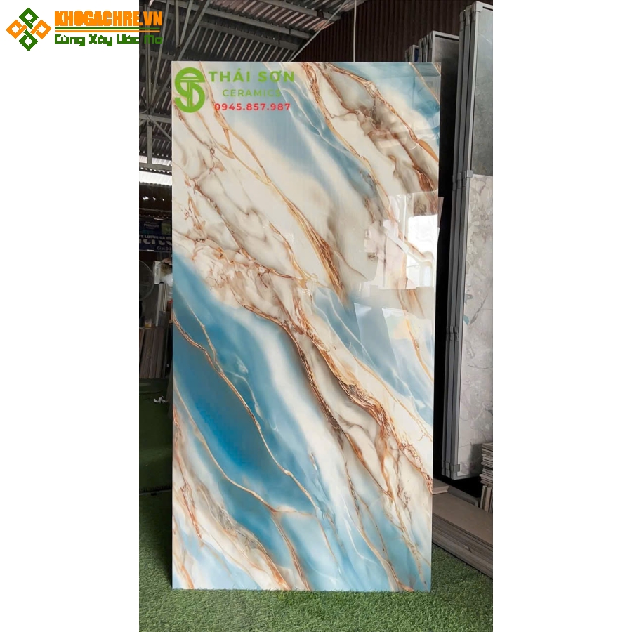 Gạch 80x160 ấn độ bóng kính xanh vân đá