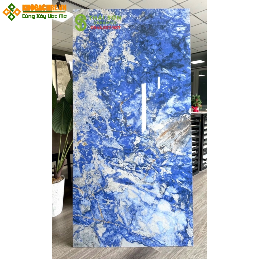 Gạch ốp lát 80x160 bóng kiếng xanh biển cao cấp