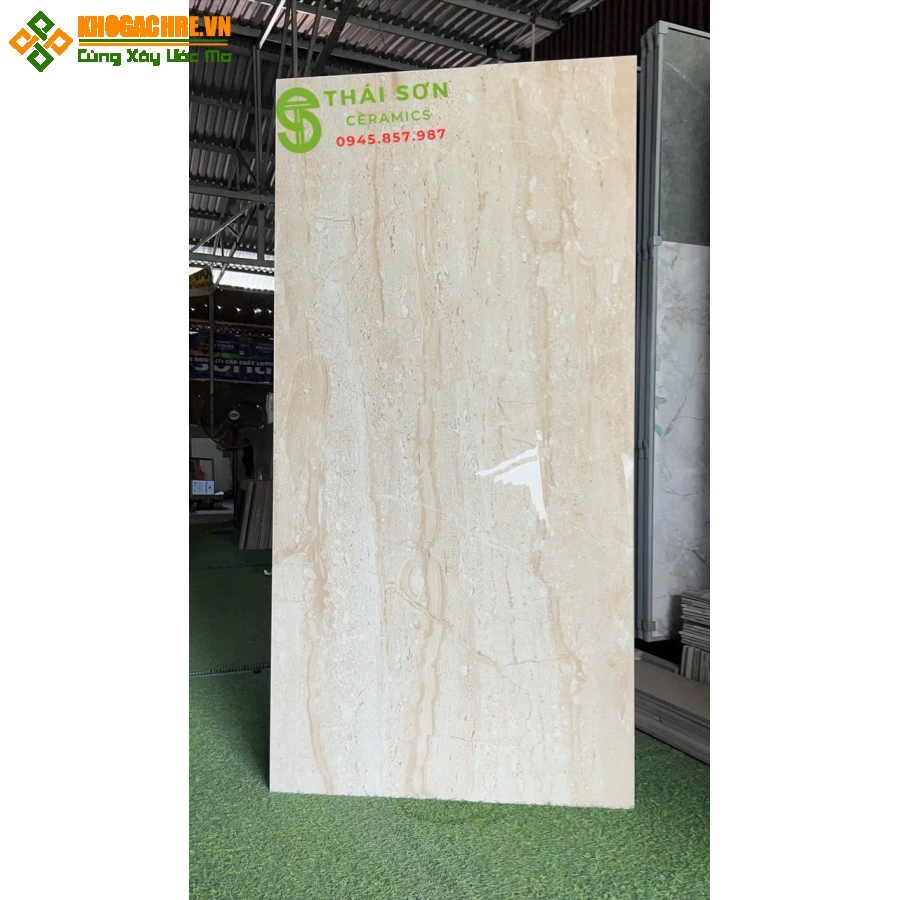 Gạch 80x160 bóng kiếng kem vàng vân gỗ