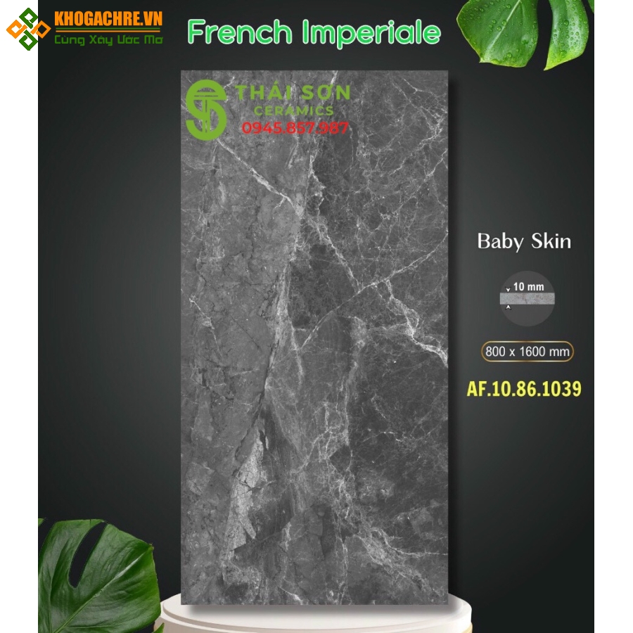 Gạch vân xám đá 80x160 lát nền baby skin cao cấp