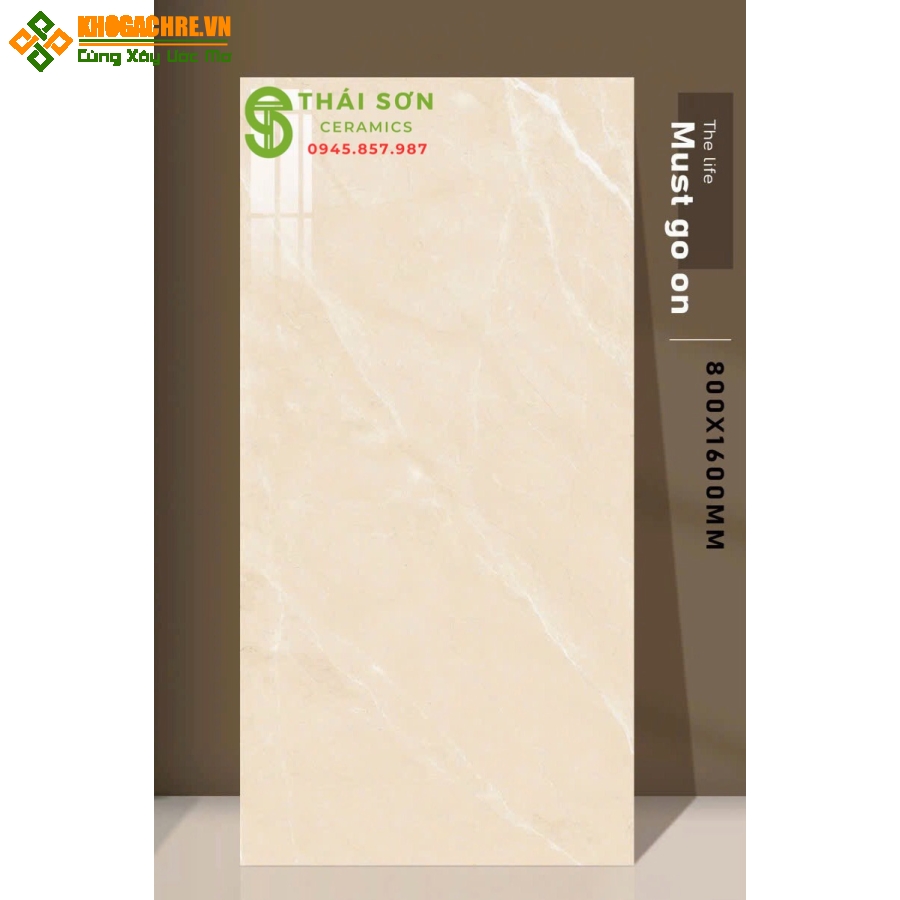 Gạch ấn độ 80x160 lát nền màu kem vàng bóng kiếng