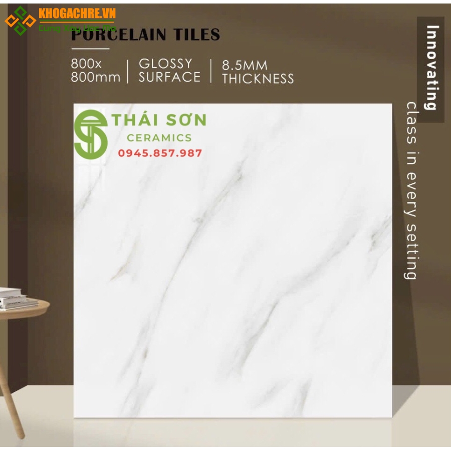 Gạch ấn độ 80x80 lát nền bóng kiếng màu trắng vân mây