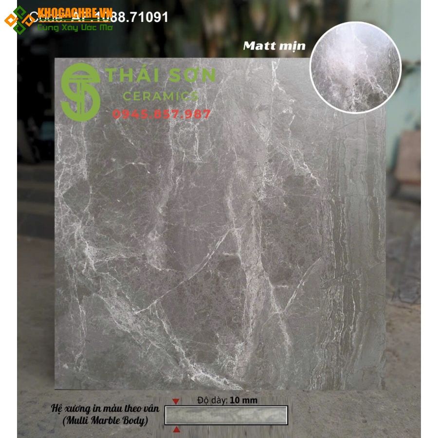 Gạch lát nền apodio 80x80 matt mịn màu xám vân trắng