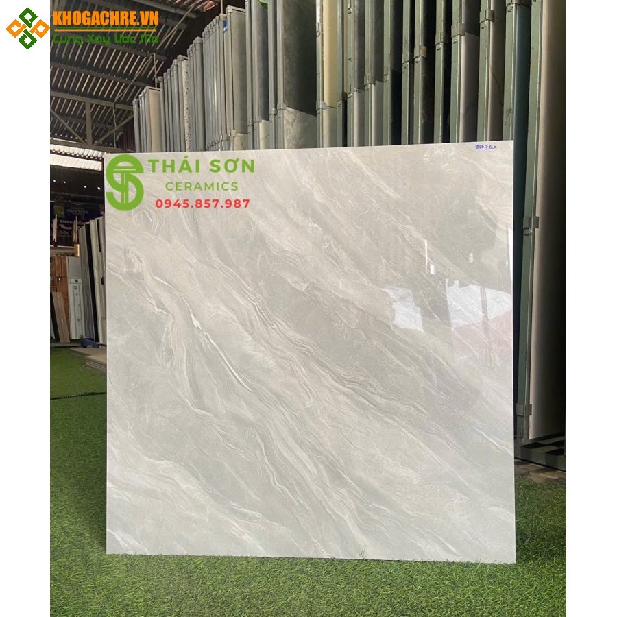 Gạch phương nam 80x80 màu xám vân đá bóng kiếng 
