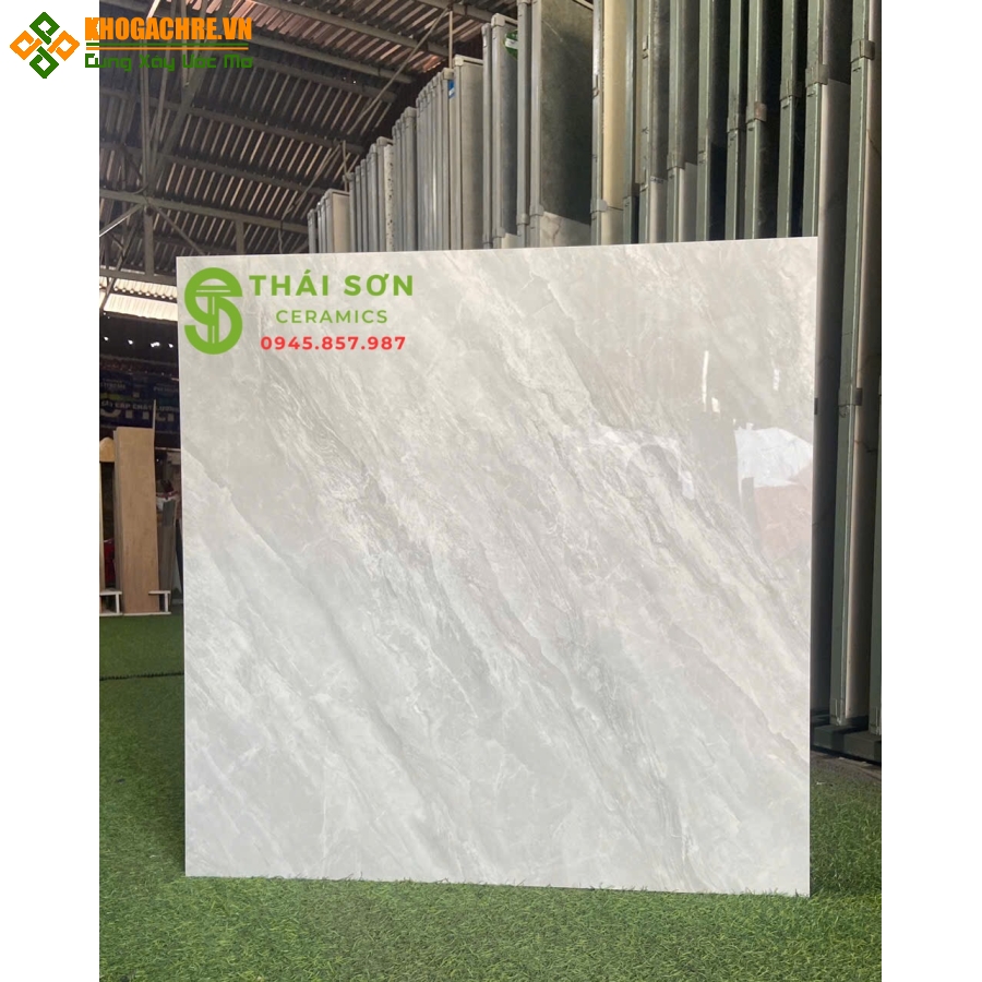Gạch 80x80 màu xám vân đá lát nền bề mặt bóng kiếng