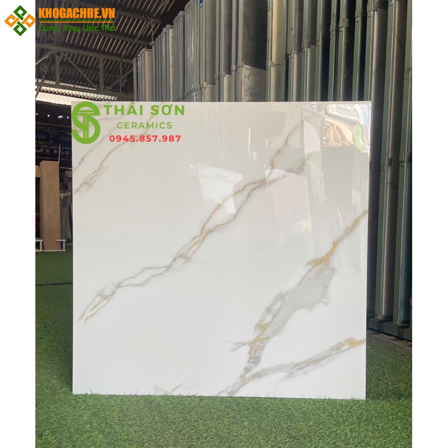 Gạch phương nam 80x80 màu trắng vân vàng đẹp
