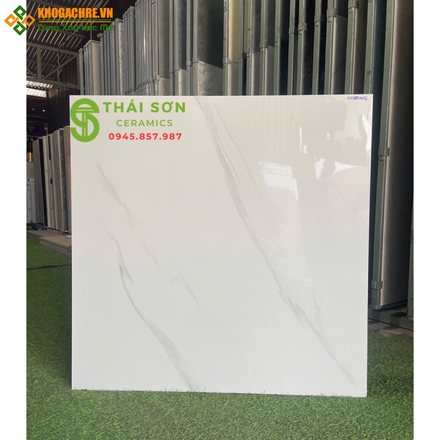 Gạch TTC 80x80 bóng kiếng màu trắng vân mây