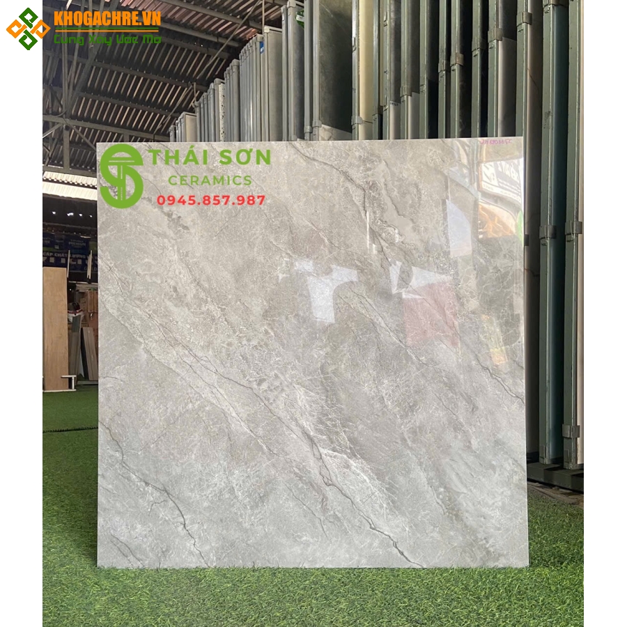 Gạch TTC lát nền 80x80 bóng kiếng màu xám vân