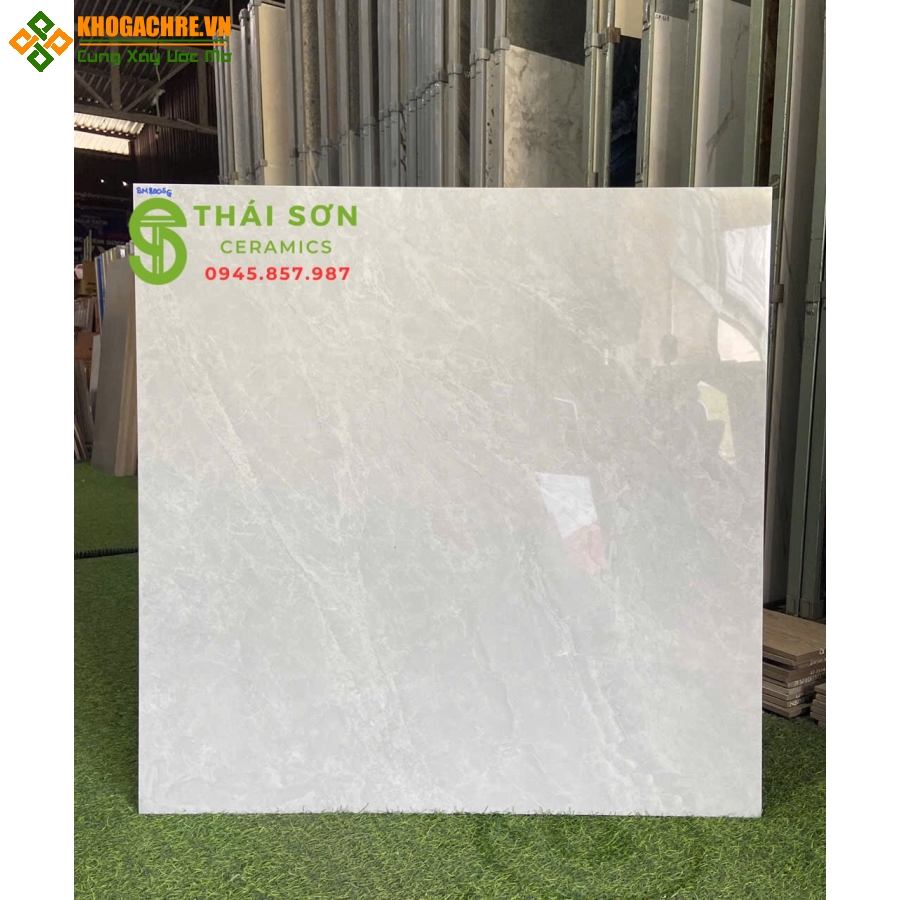Gạch phương nam 80x80 màu trắng xám lát nền bóng kiếng