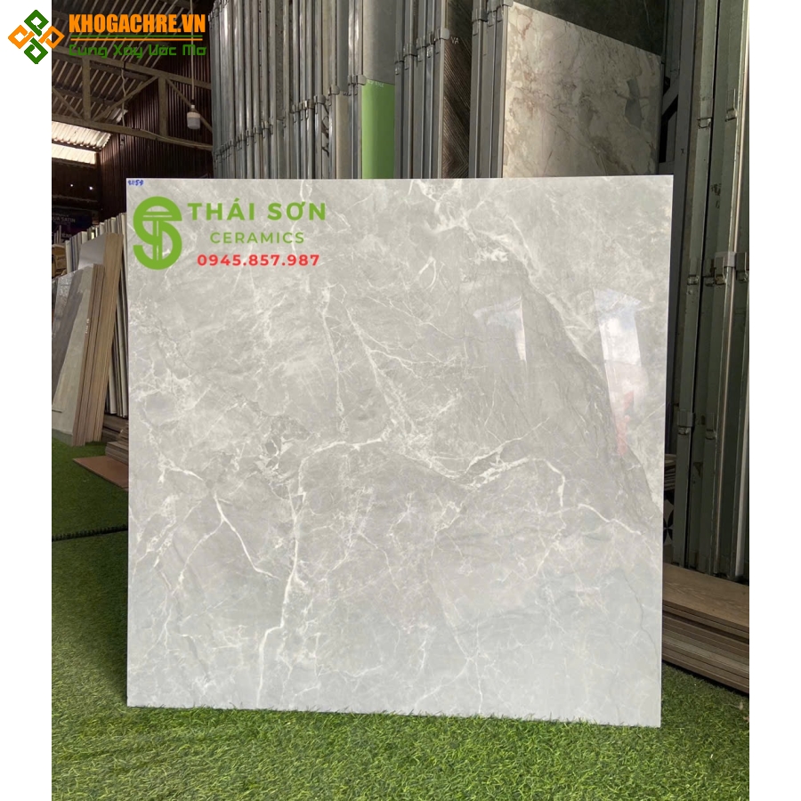 Gạch 80x80 toko lát nền nhà màu xám vân bóng kính