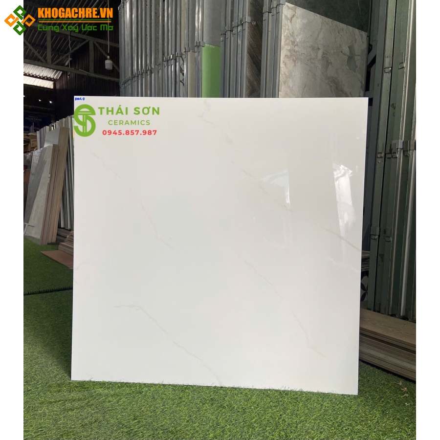 Gạch toko bóng kính 80x80 màu trắng vân mây