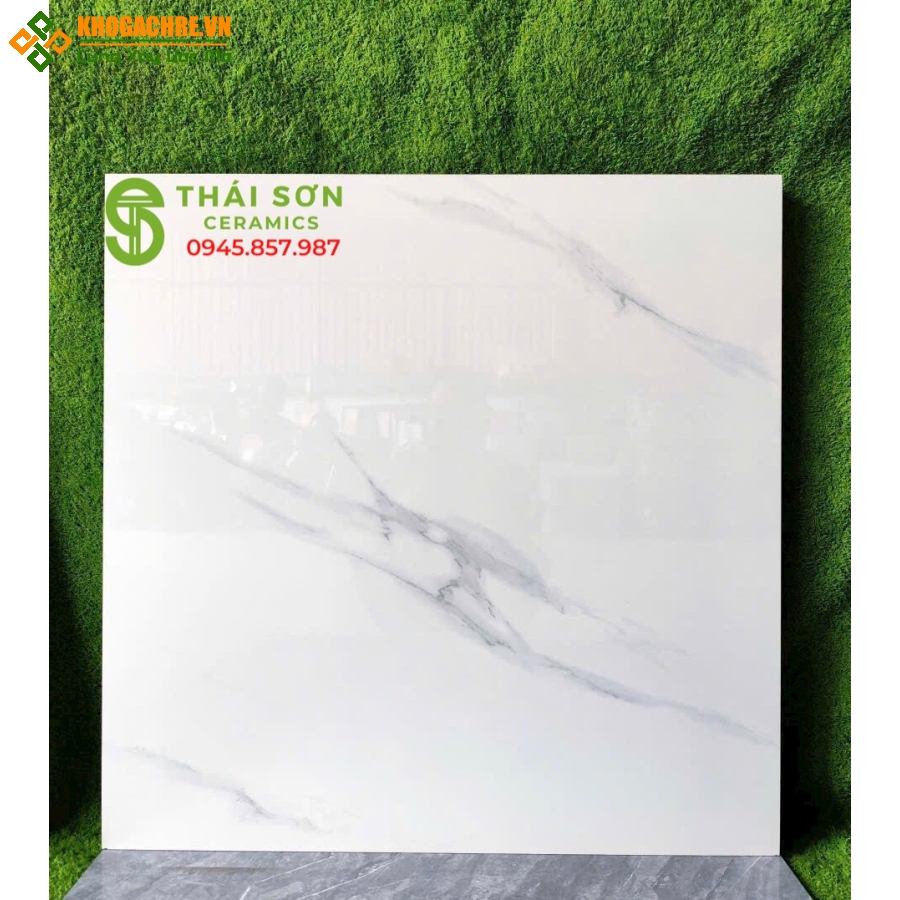 Gạch hà thanh 80x80 lát nền bóng kiếng màu trắng vân mây