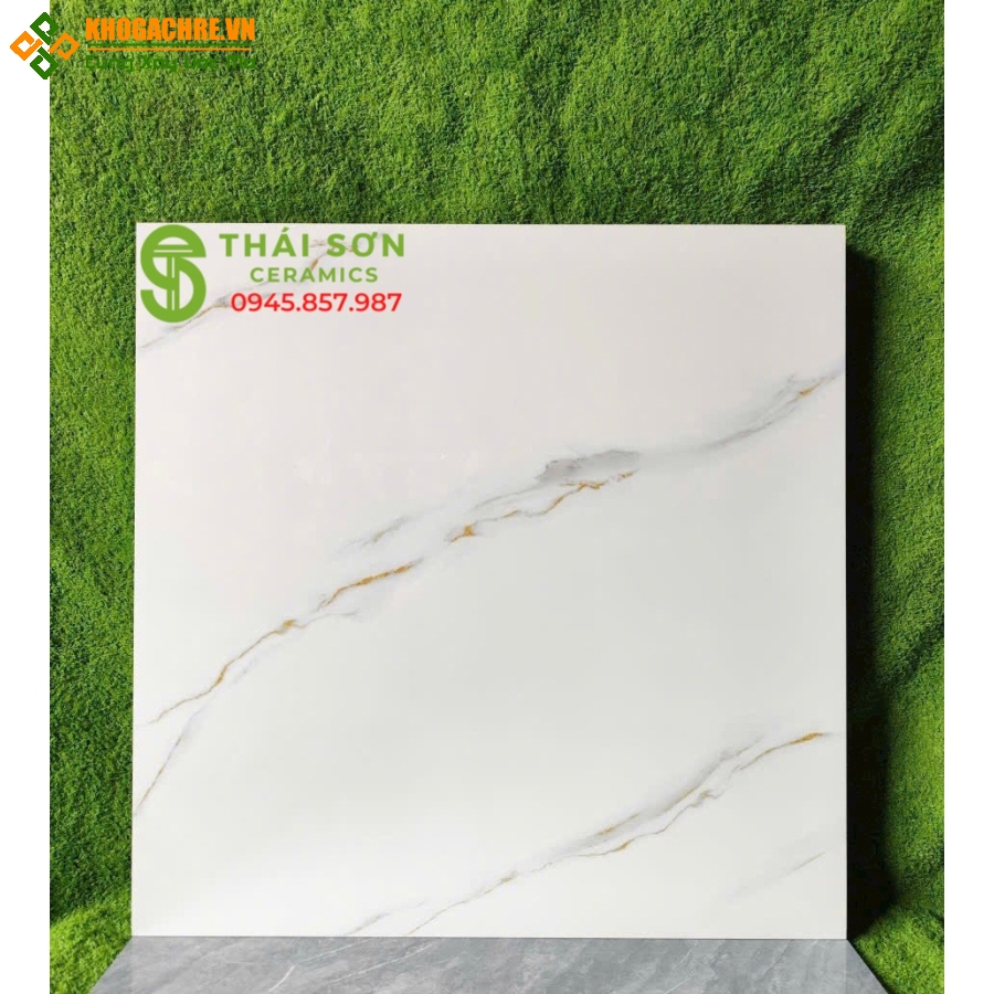 Gạch hà thanh 80x80 lát nền màu trắng vân vàng 
