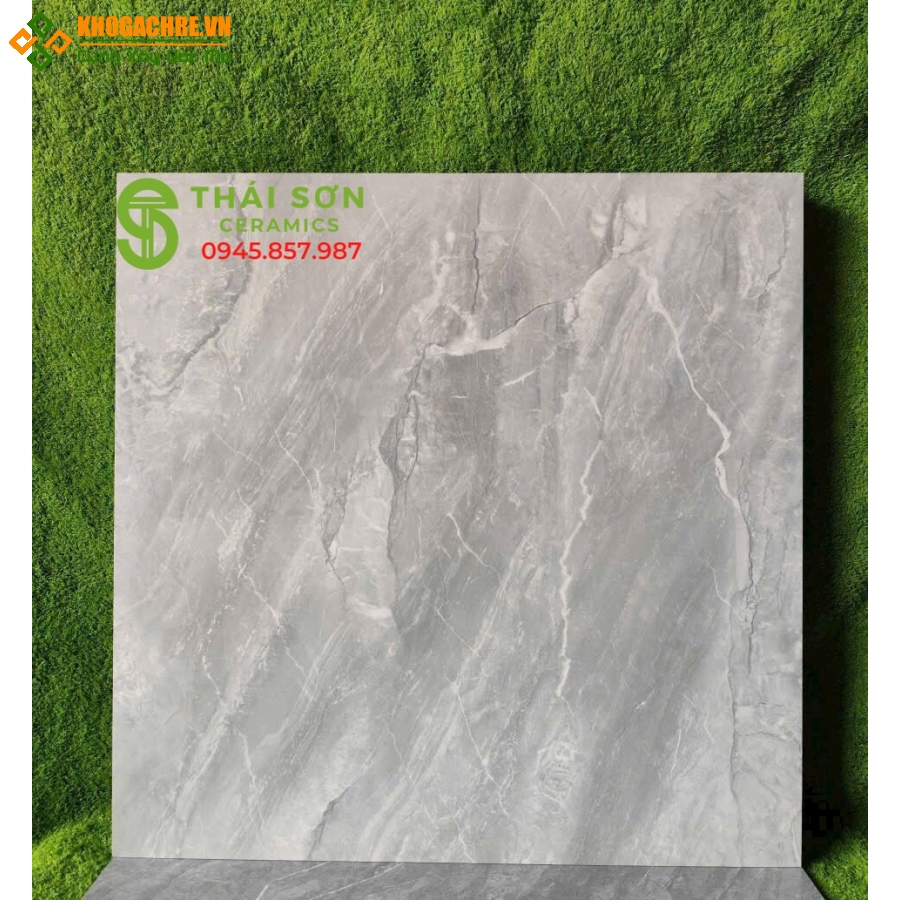 Gạch hà thanh 80x80 lát nền bóng kiếng màu xám vân đá 