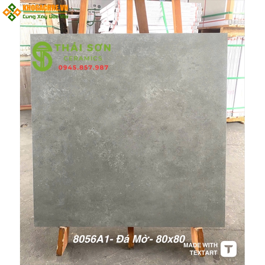 Gạch á mỹ lát nền 80x80 đá mờ vân xám xi măng sậm
