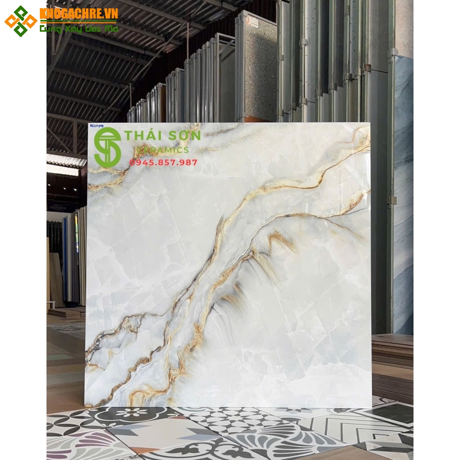 Gạch 80x80 bóng kiếng hà thanh lát nền trắng ngọc vân đá onyx