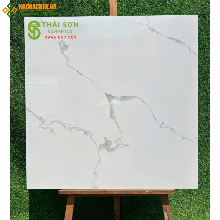 Gạch hà thanh trắng vân xám 80x80 bóng kiếng giá rẻ
