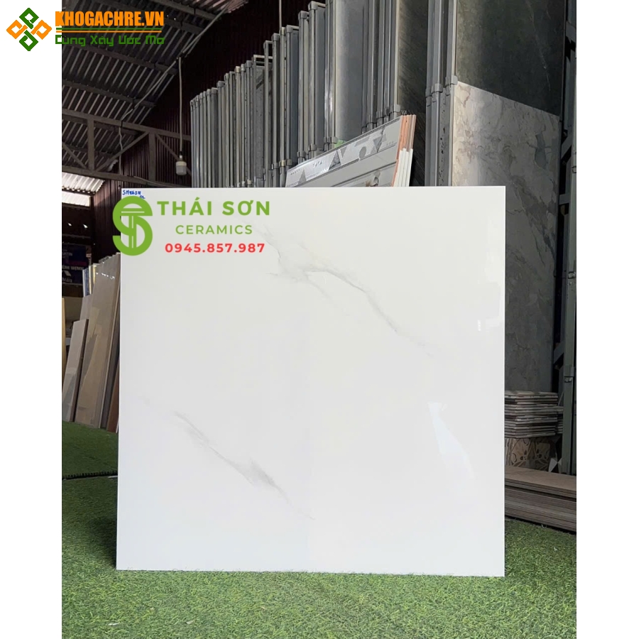 Gạch kamado 80x80 lát nền màu trắng vân bóng kiếng