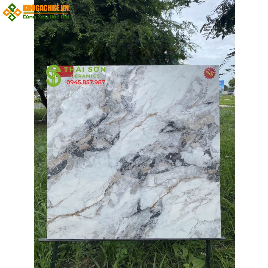 Gạch ốp lát bóng kiếng khắc kim 80x80 cao cấp