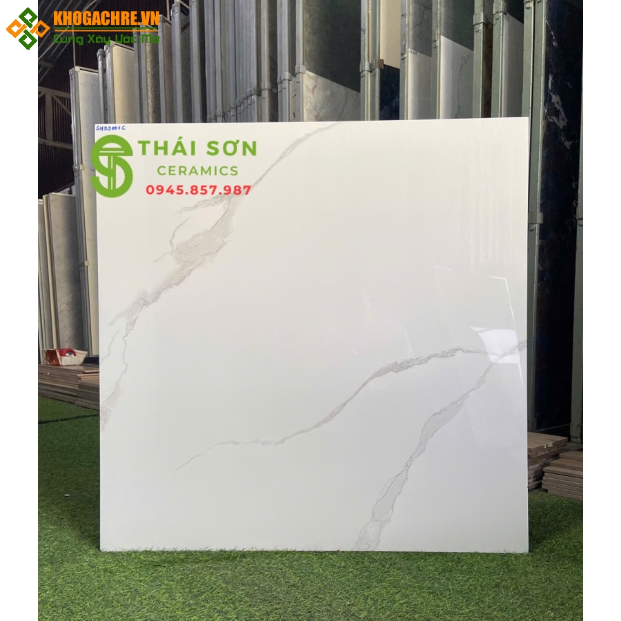Gạch lát nền 80x80 catalan xsmart bóng kiếng trắng vân mây