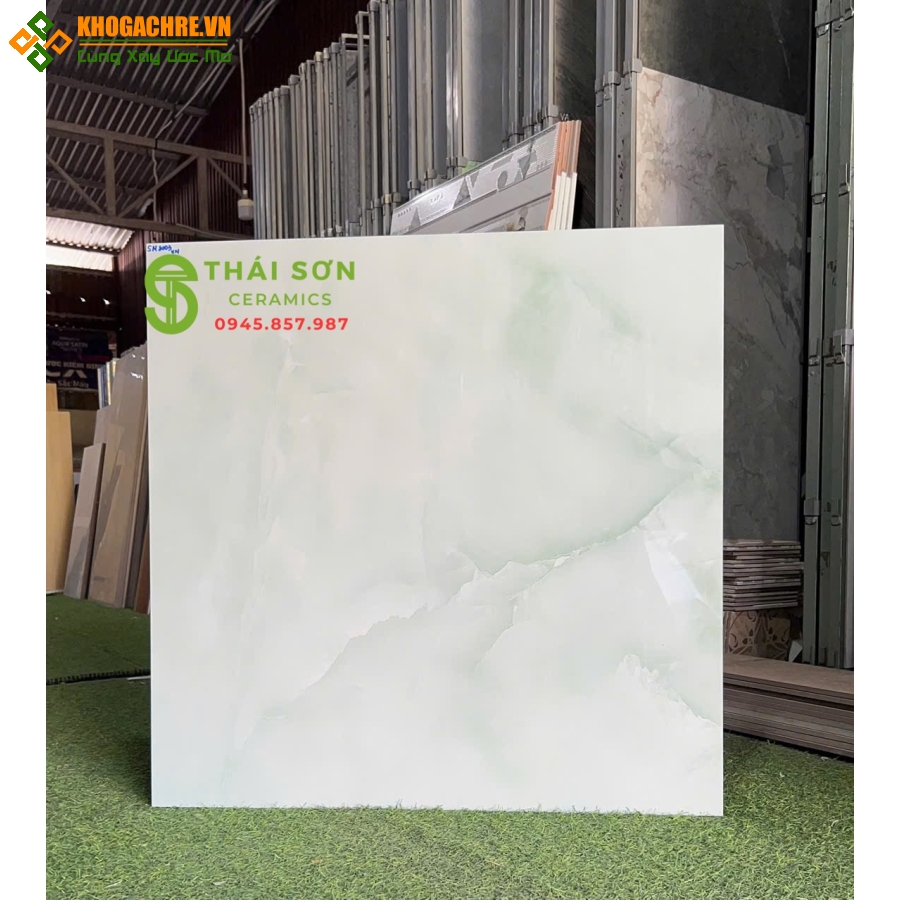 Gạch takao 80x80 bóng kiếng ốp lát màu xanh ngọc