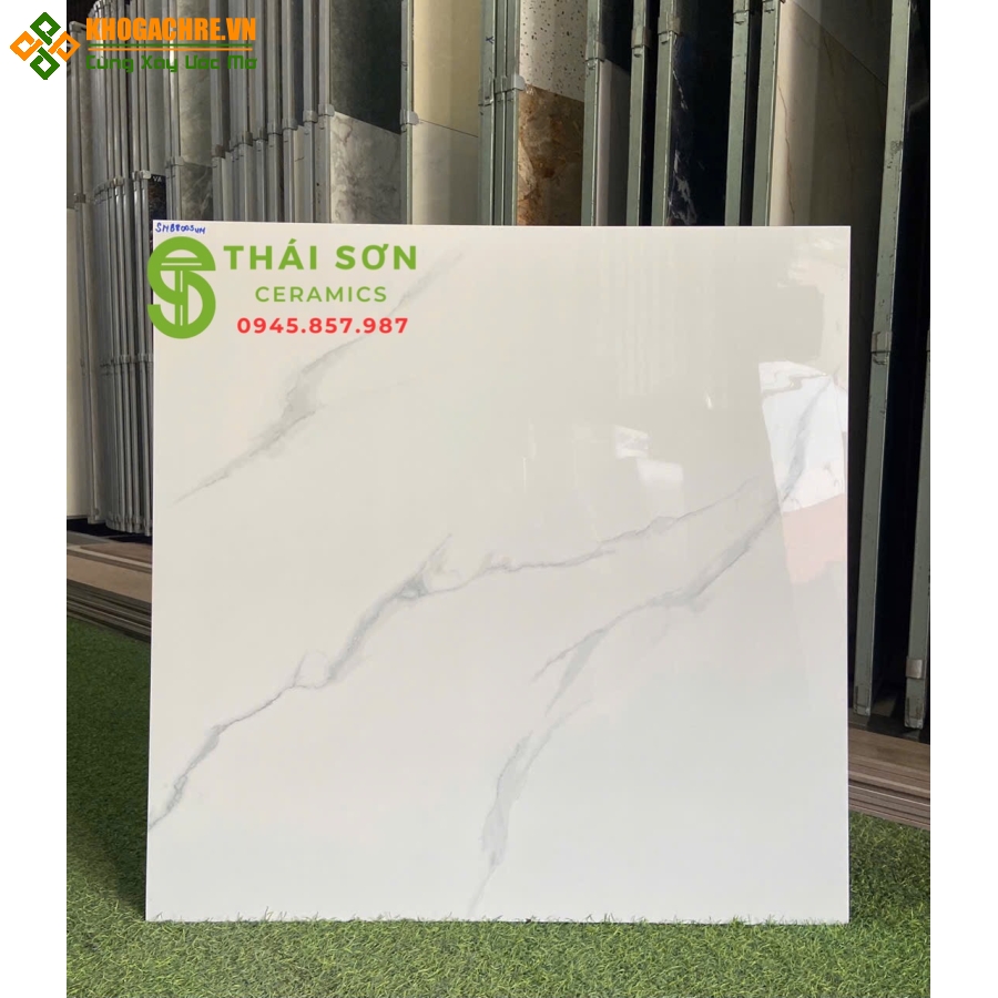 Gạch lát nền vicenza 80x80 bóng kiếng màu trắng vân mây