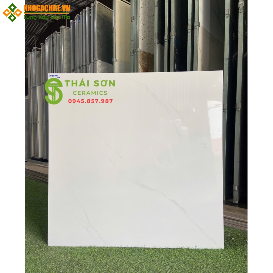 Gạch lát nền vicenza 80x80 bóng kiếng màu trắng vân nhẹ
