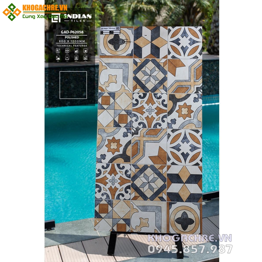 Gạch bông cao cấp ấn độ 60×120 ốp lát trang trí