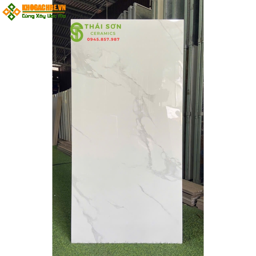 Gạch ấn độ 60x120 lát nền phòng khách màu trắng vân đá