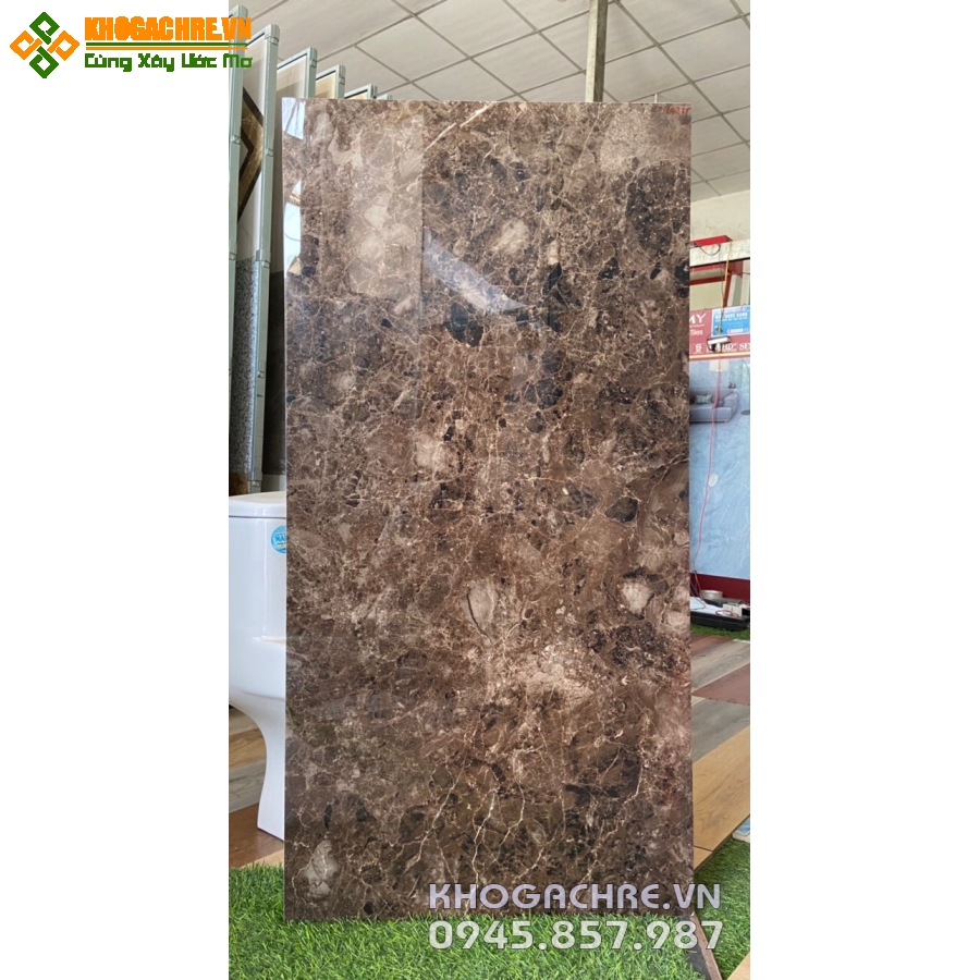 Gạch bóng kính vân đá nâu 600×1200 ốp lát cao cấp