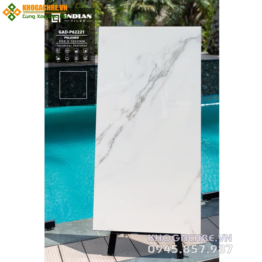 Gạch 60×120 ốp lát cao cấp vân mây trắng bóng kính