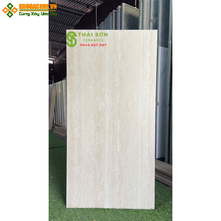 Gạch 60x120 ấn độ lát nền phòng bếp vân đá vàng kem