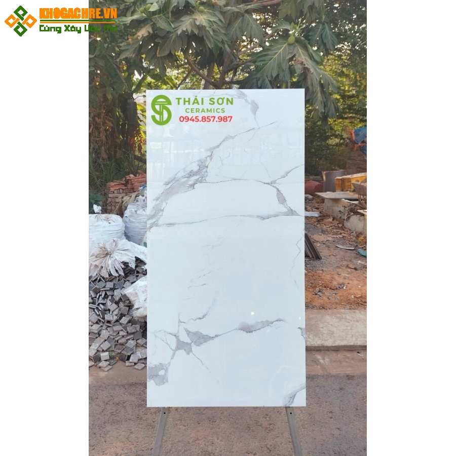 Gạch ấn độ 60x120 lát nền trắng vân đá giá rẻ