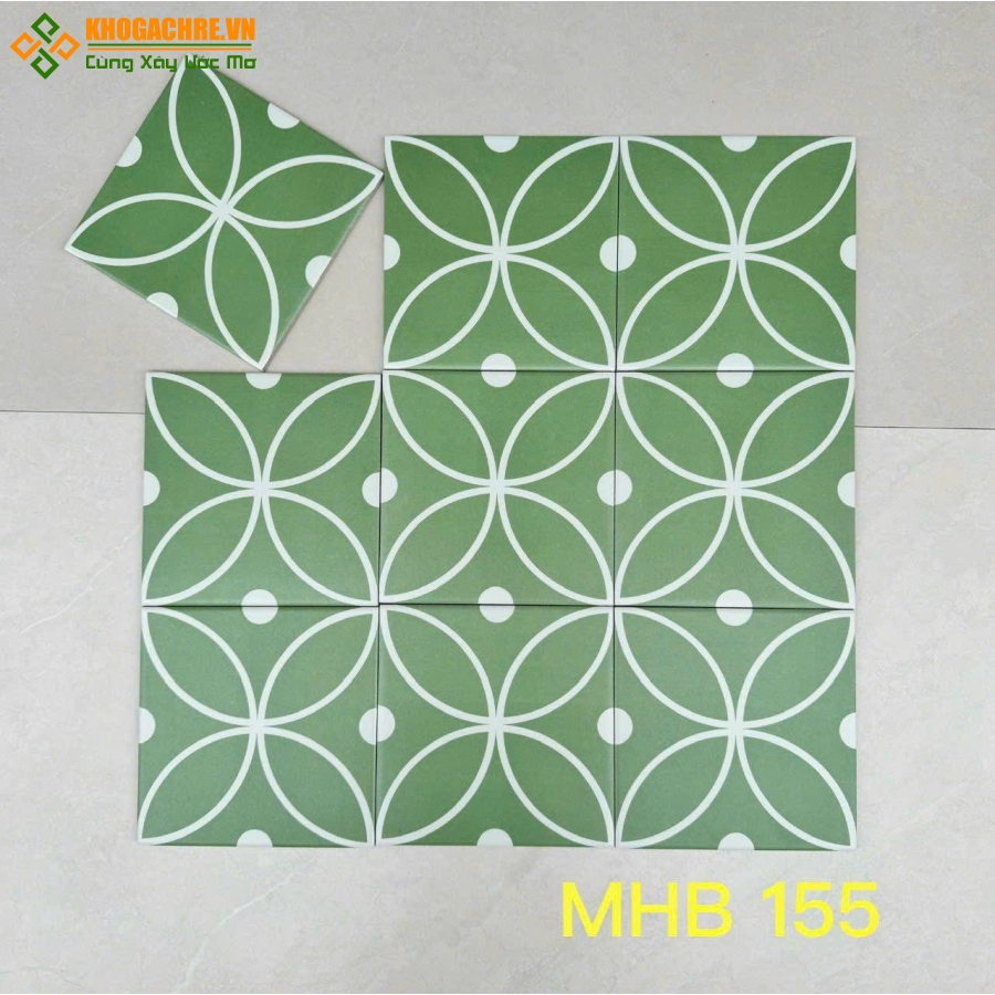 Gạch bông xanh 20x20 lót nền nhập khẩu