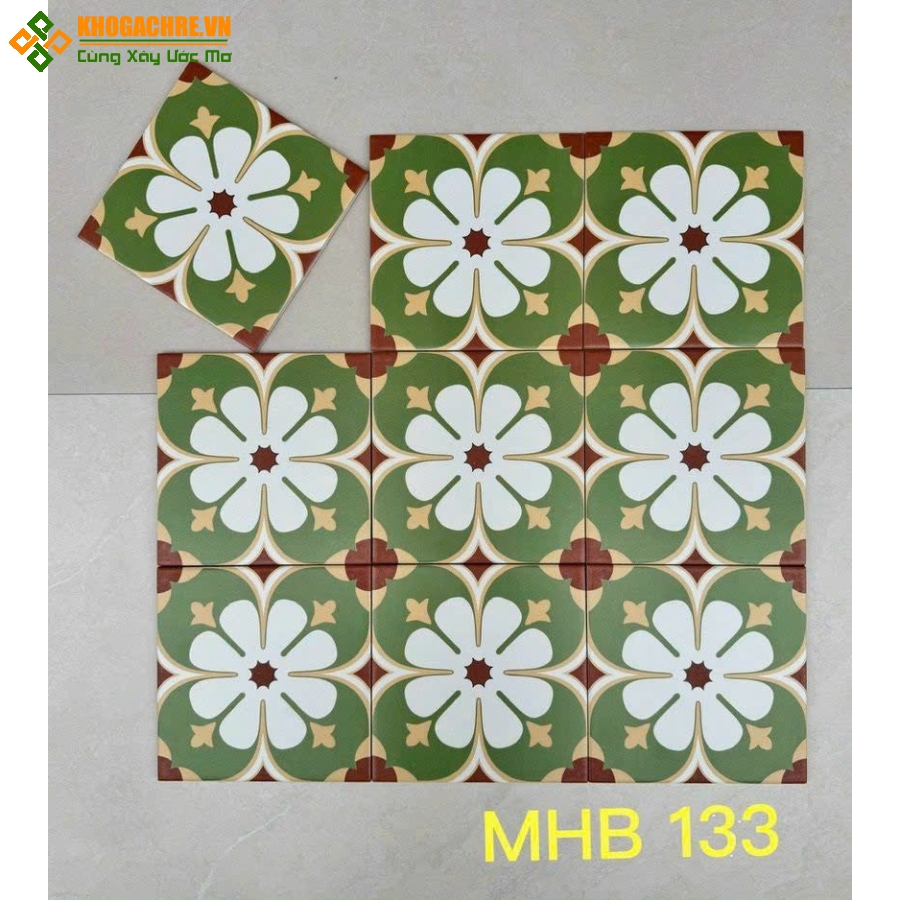 Gạch bông hoa xanh 20x20 lát nền 