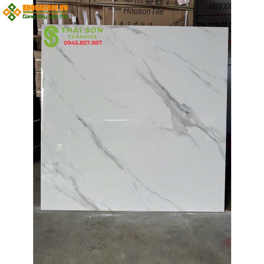 Gạch ấn độ bóng kiếng 120x120 màu trắng vân