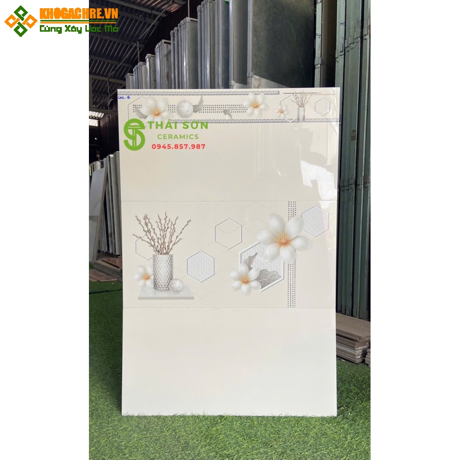 Gạch cmc bóng kiếng 30x60 ốp tường màu vàng kem