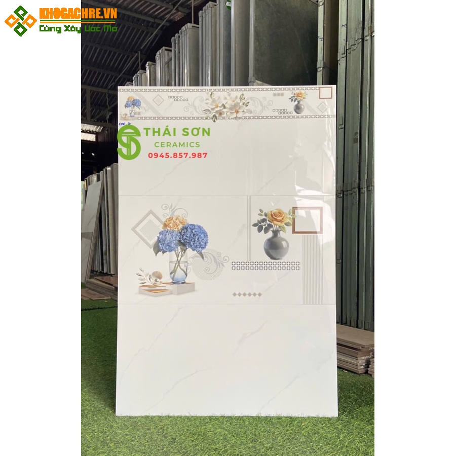 Gạch cmc 30x60 ốp tường màu trắng vân mây bóng kiếng