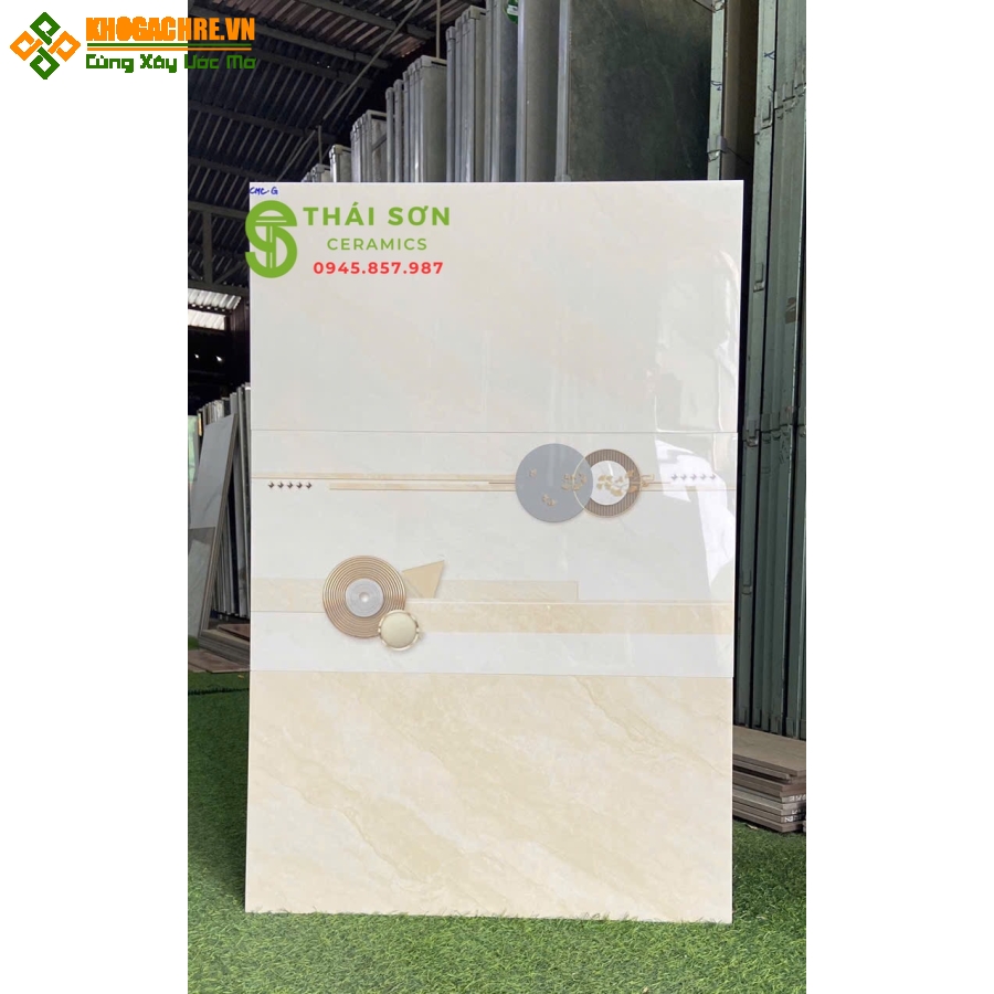 Gạch cmc 30x60 ốp tường màu kem vàng bóng kiếng