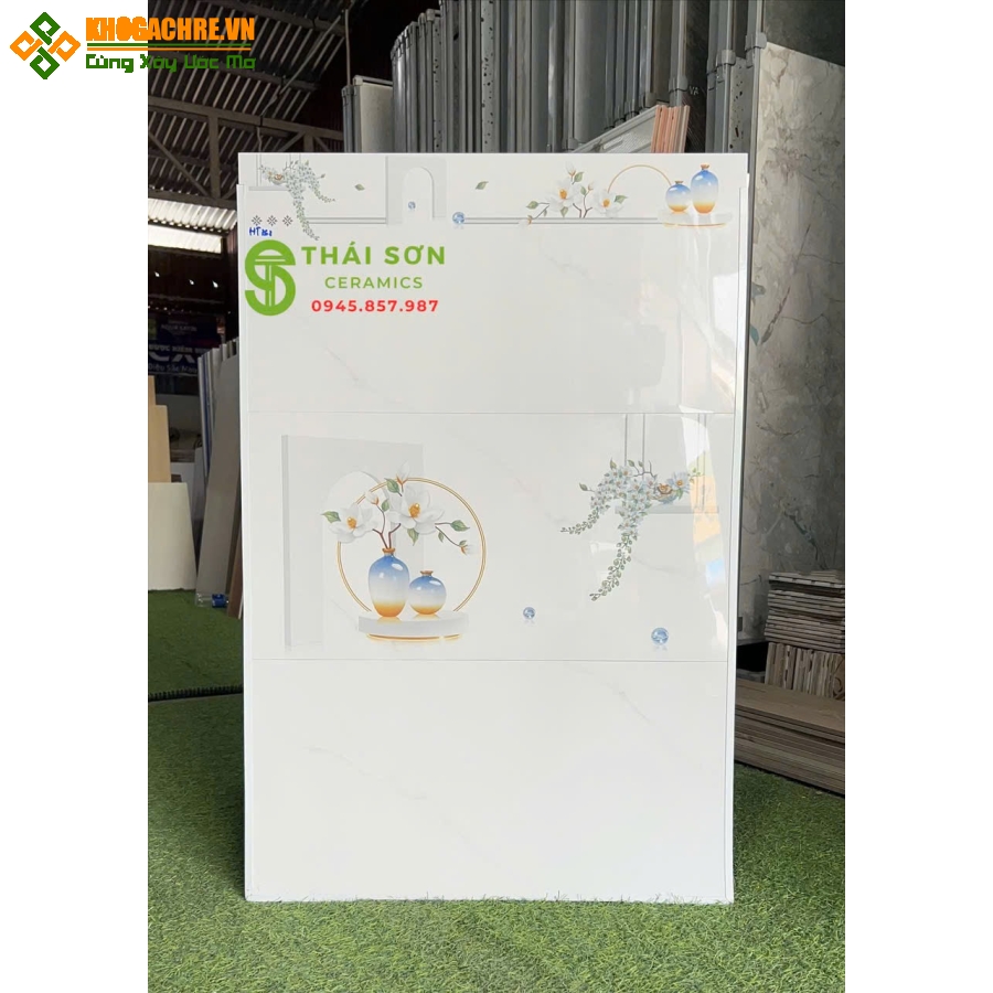 Gạch hà thanh trắng mây 30x60 ốp tường bóng kính
