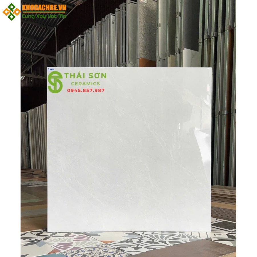 Gạch 80x80 bóng kiếng cmc lát nền tông màu xám vân mây