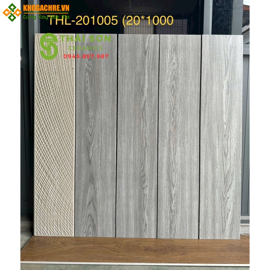 Gạch 20x100 giả gỗ trung quốc lát nền màu xám ghi 
