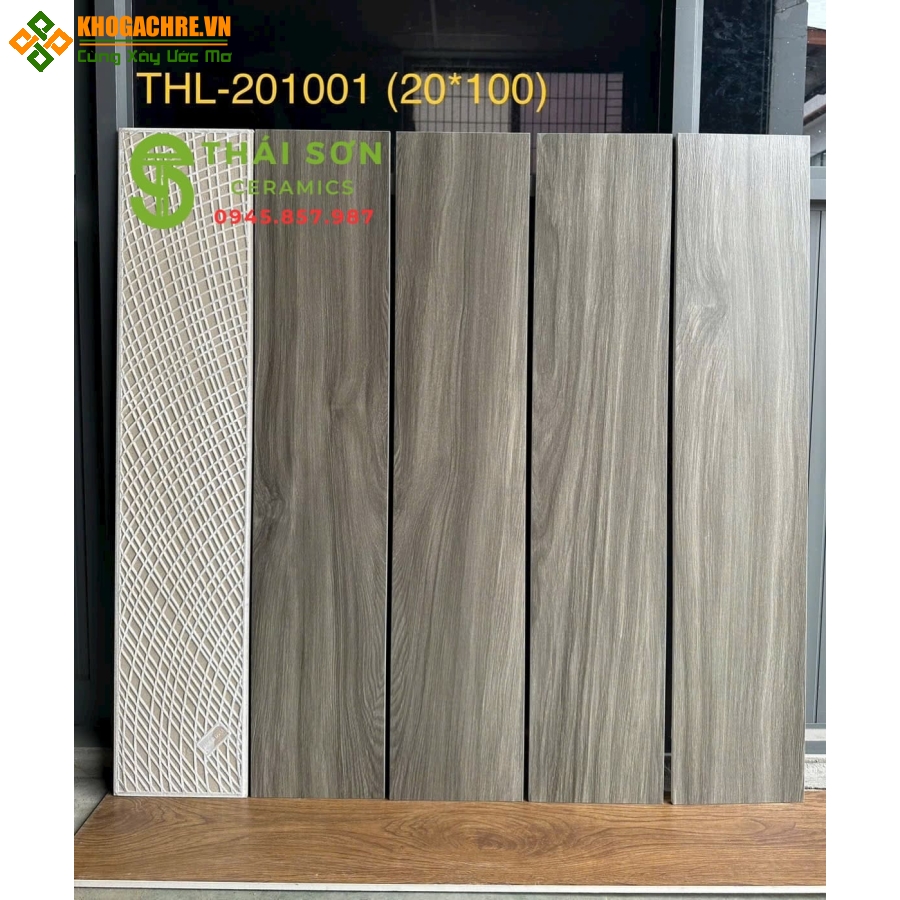 Gạch 20x100 giả gỗ trung quốc lát nền màu xám nâu trầm